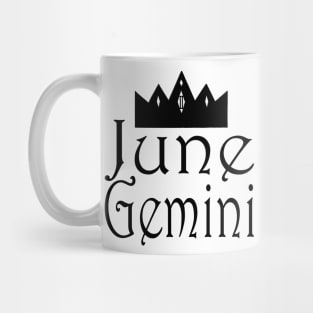 June Gemini Text with Crown Mug